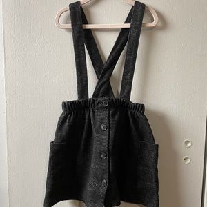 Zara Girls Gray Plaid Suspender Skirt Size 6